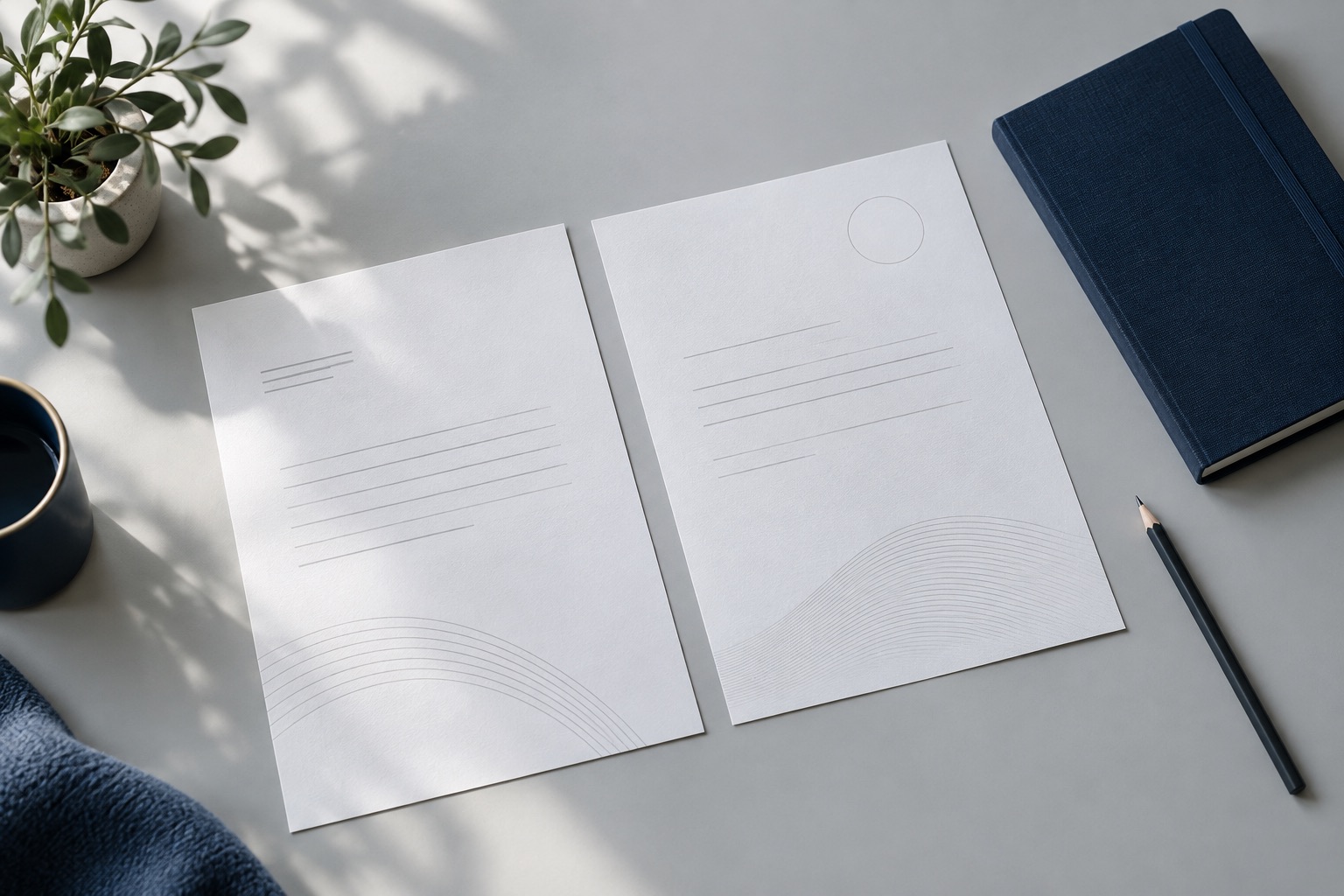 Illustrative unbranded documents and notebook